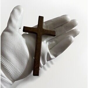 ✝️ Solid Wood Hand Cross 4.64” x 2.75” Rustic Brown Wall or Altar Decor Jesus